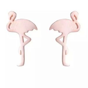 ☀️ Rose Gold Flamingo Stud Earrings 🦩